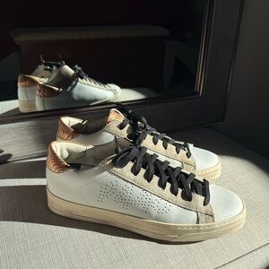 P448 White and Tan Sneakers with Black Laces